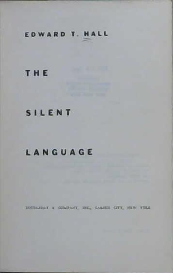 The Silent Language | 9999903124627 | Edward T. Hall